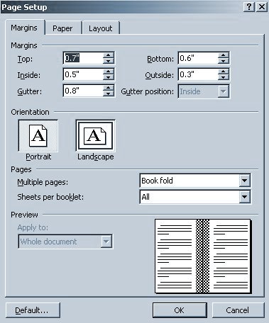page setup
