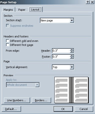 page setup